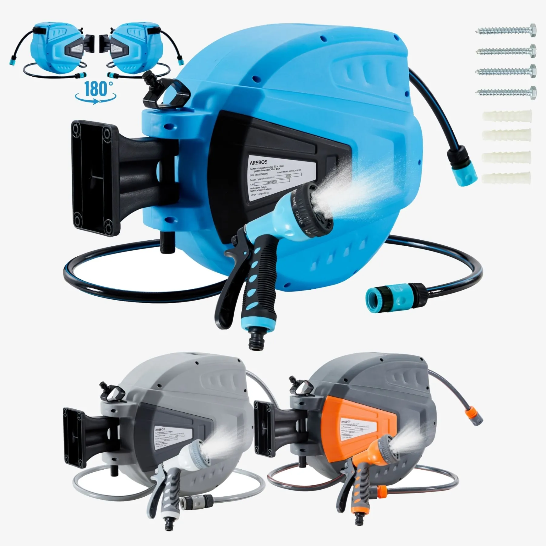 Automatischer Gartenschlauchaufroller 30 m