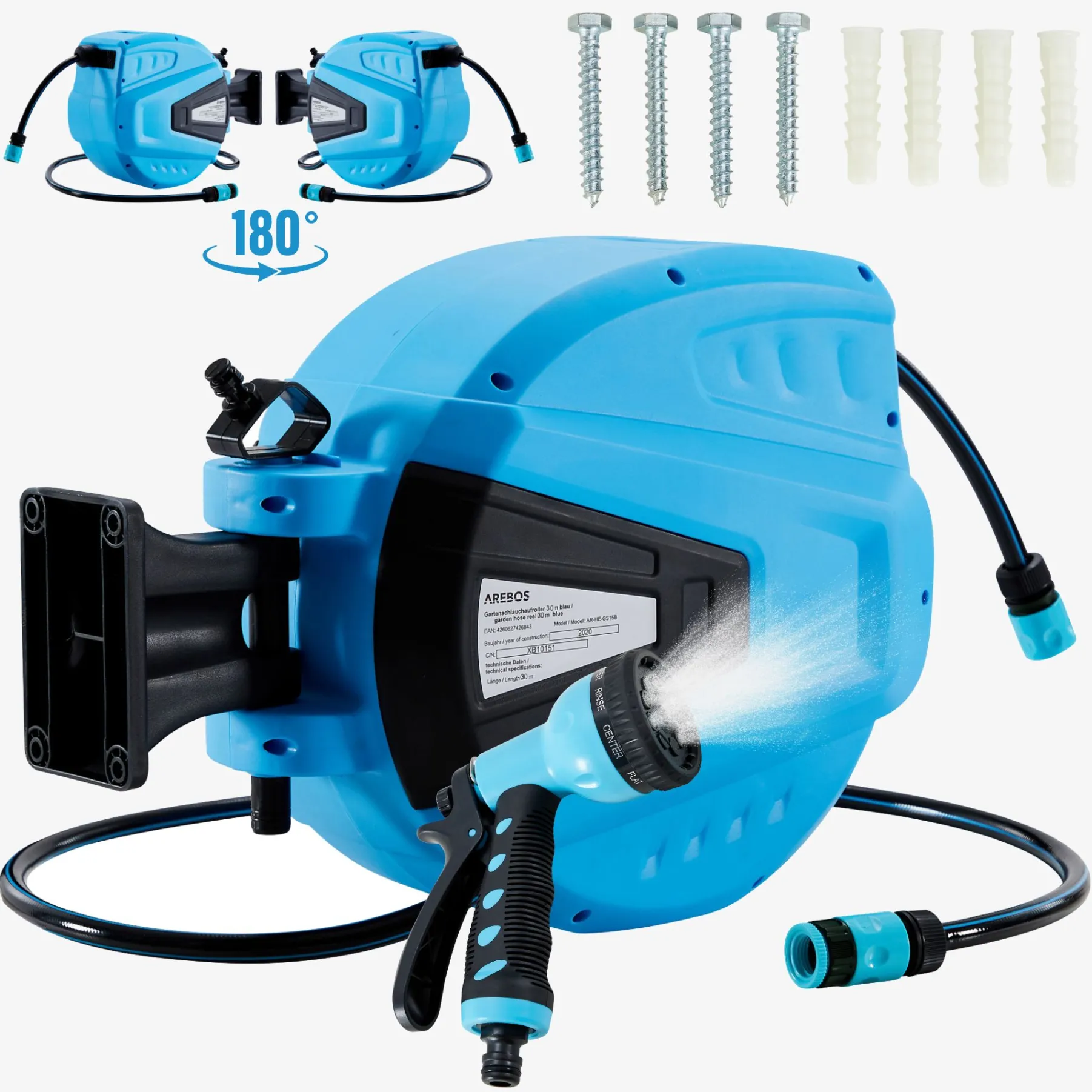 Automatischer Gartenschlauchaufroller 30 m