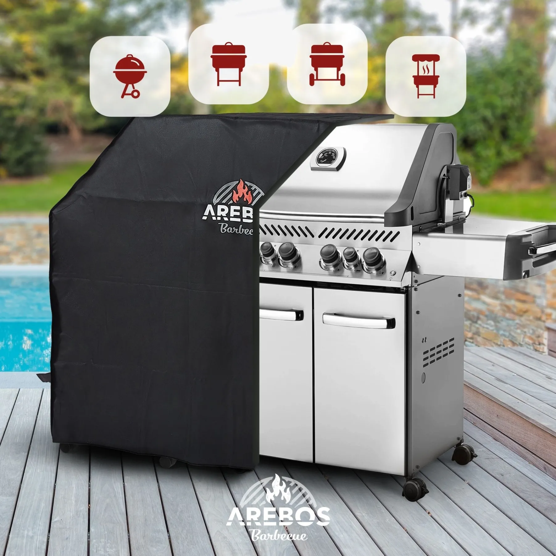 BBQ Grillhaube Abdeckung 152 x 71 x 112 cm