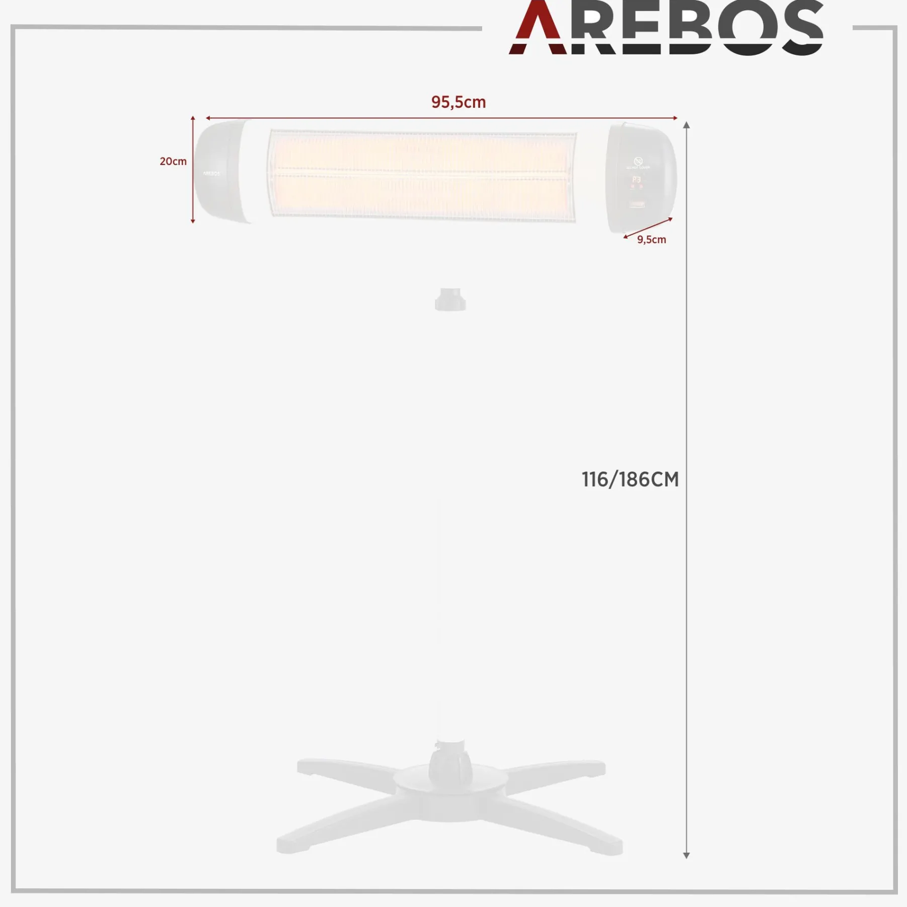 Infrarot Heizstrahler 2500W mit Kreuzstativ