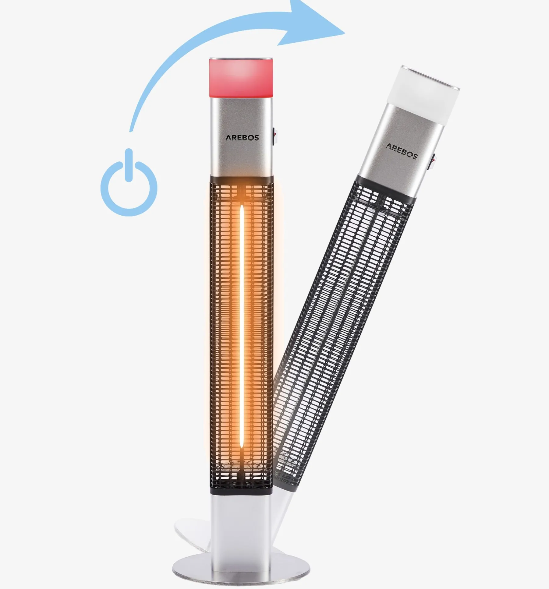 Infrarot Terrassenheizstrahler 1500W mit LED Silber