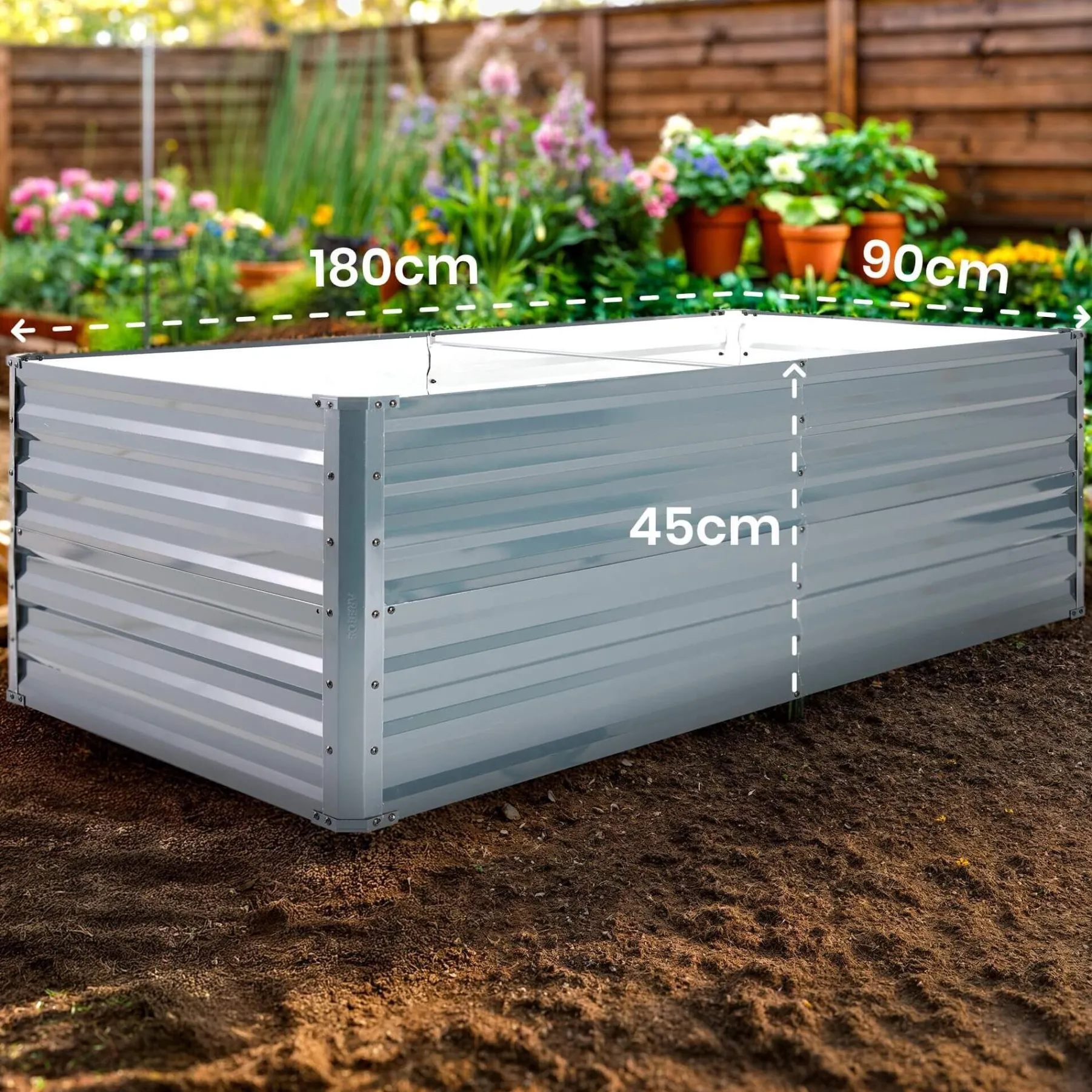 Metall Hochbeet 180 x 90 x 45 cm