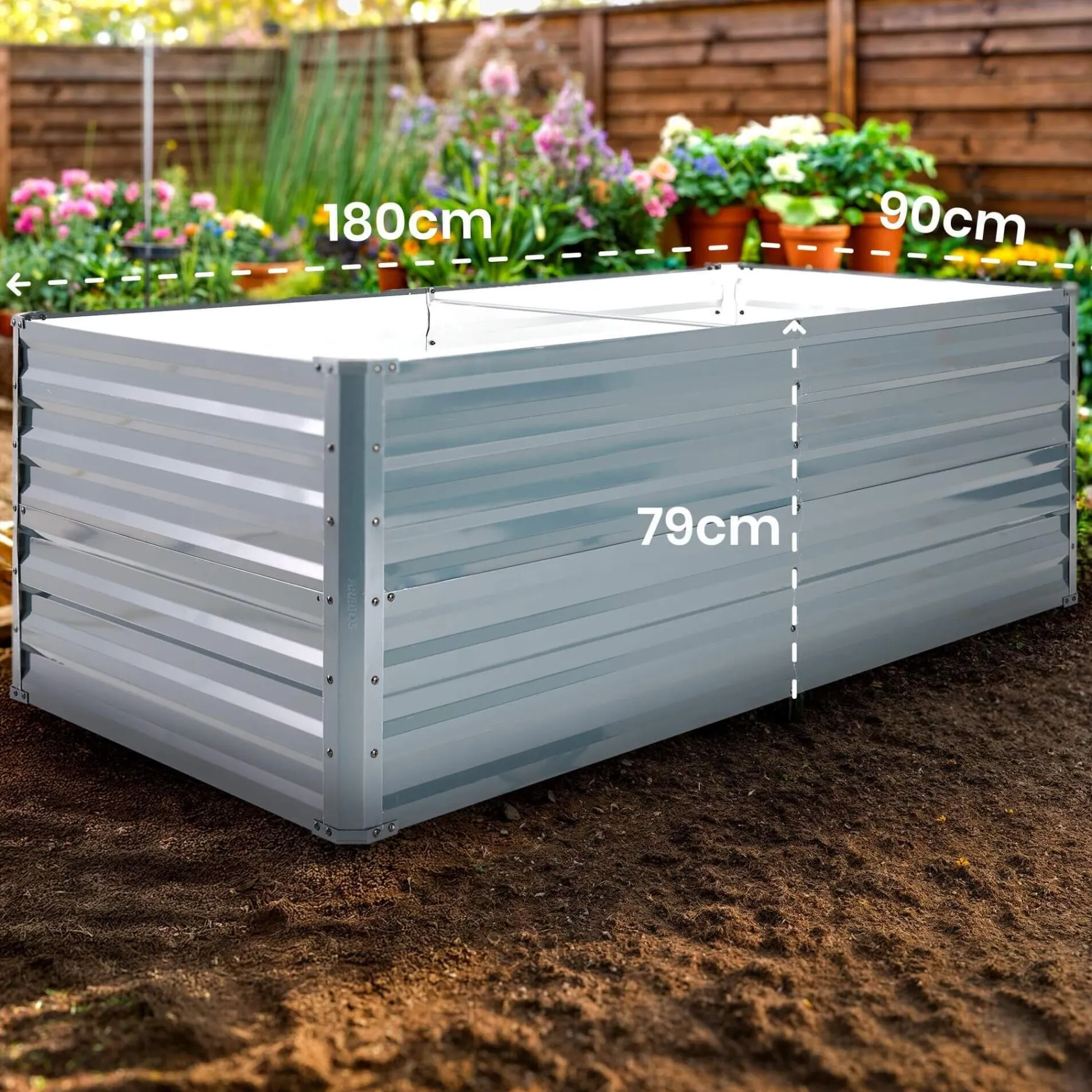 Metall Hochbeet 180 x 90 x 79 cm
