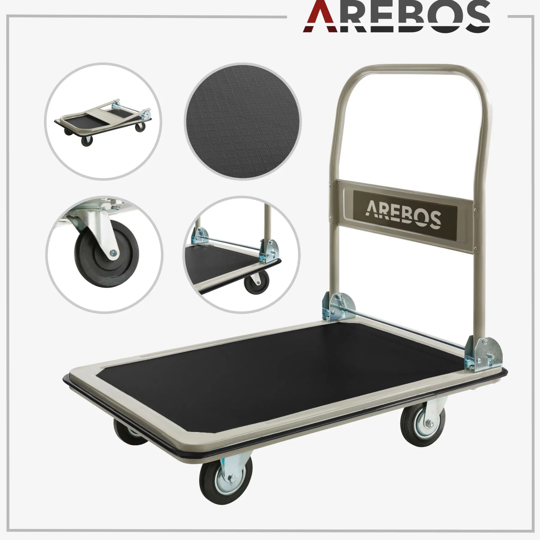 Plattformwagen 300kg schwarz-creme