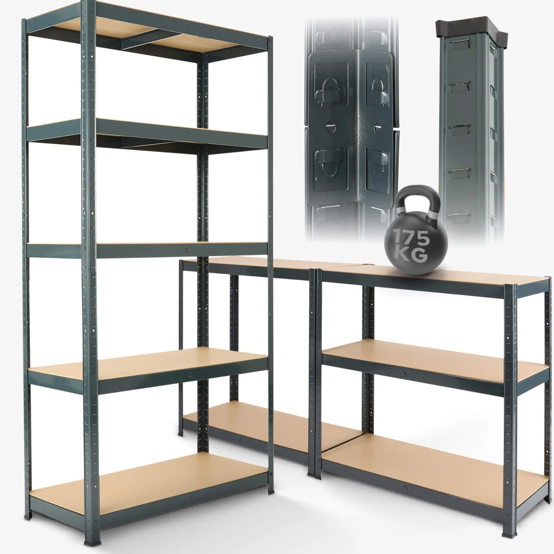 Schwerlastregal 180 x 90 x 40 cm 875 kg Anthrazit