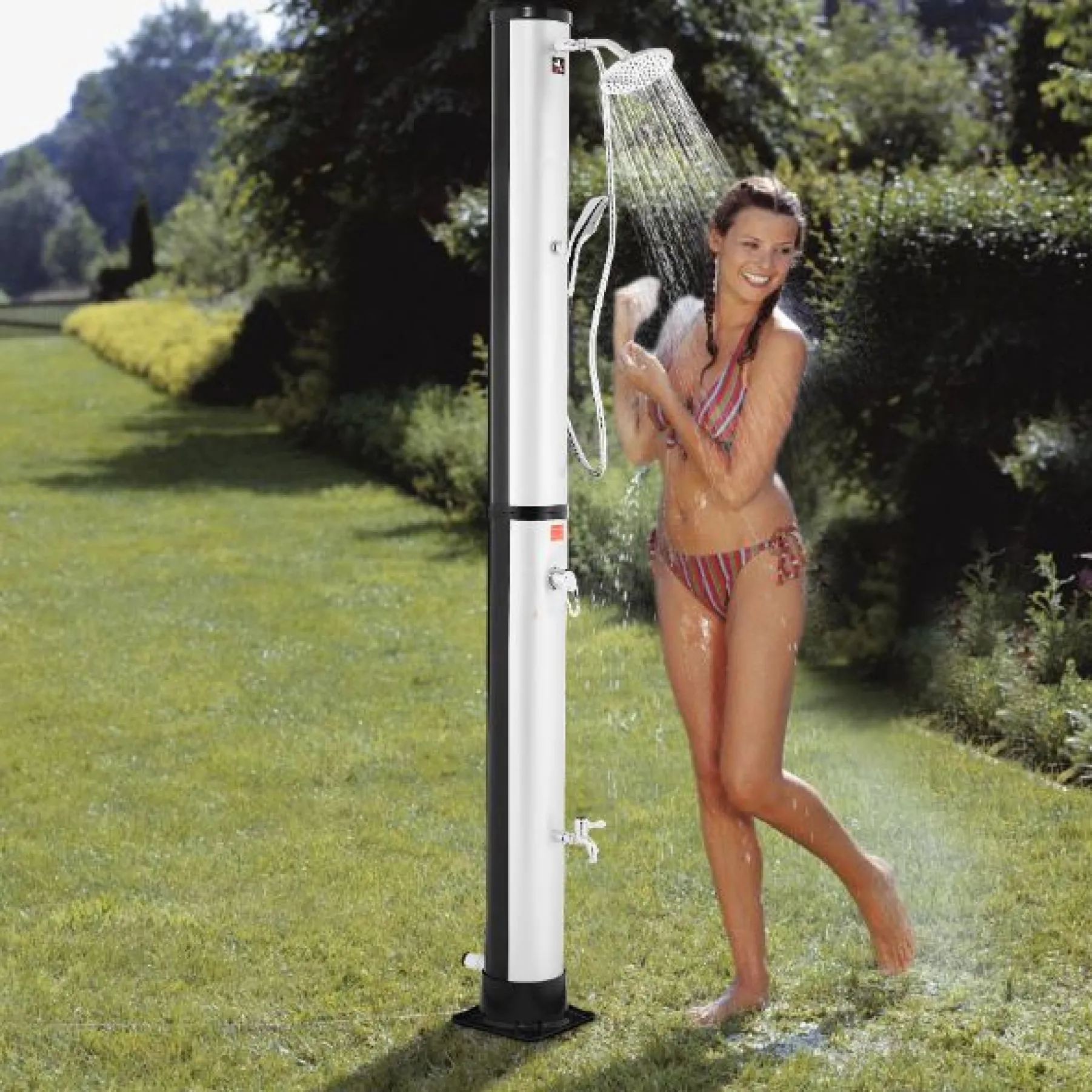 Solardusche 40L mit Thermometer & Handdusche silber