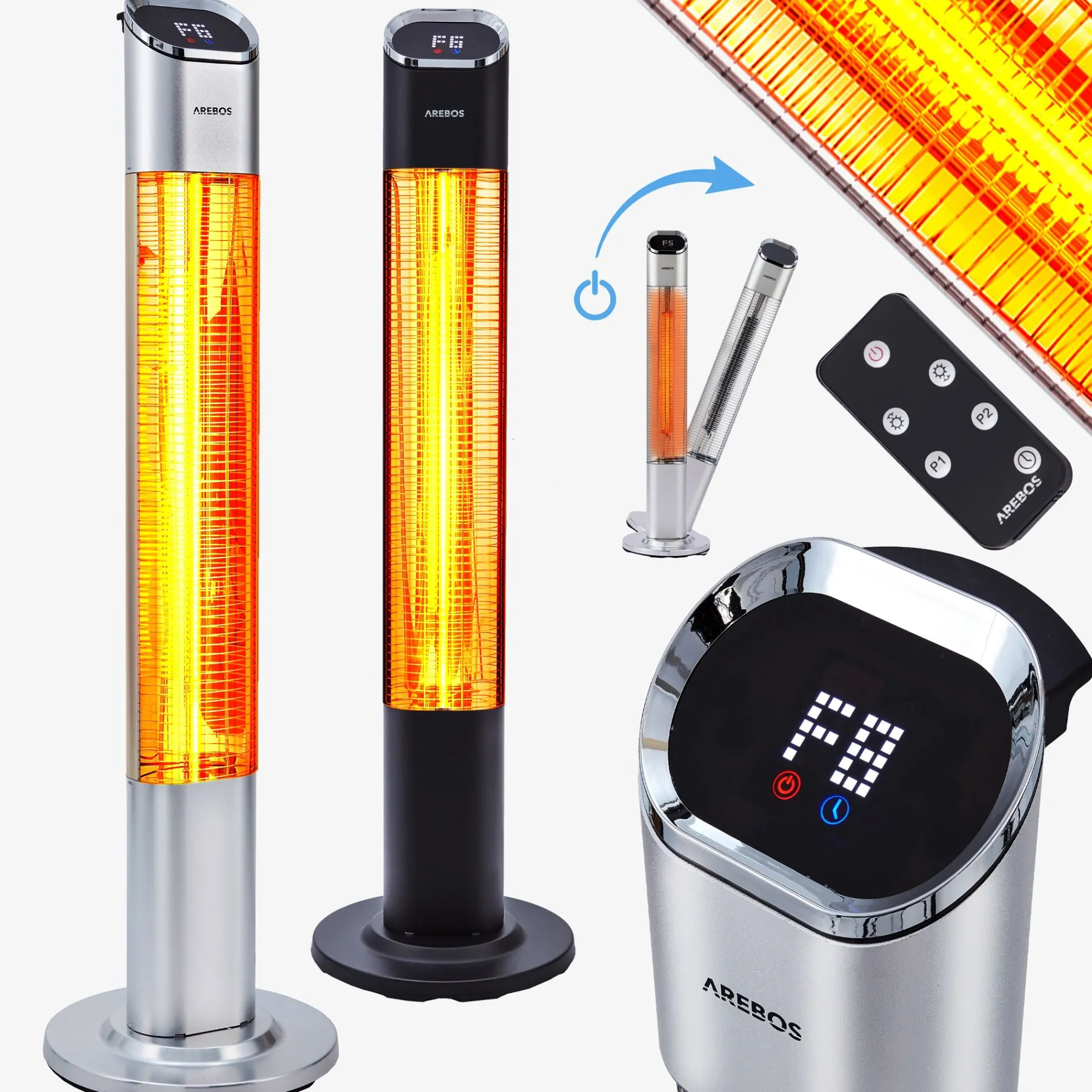 Terrassenheizstrahler Premium 2000W Silber