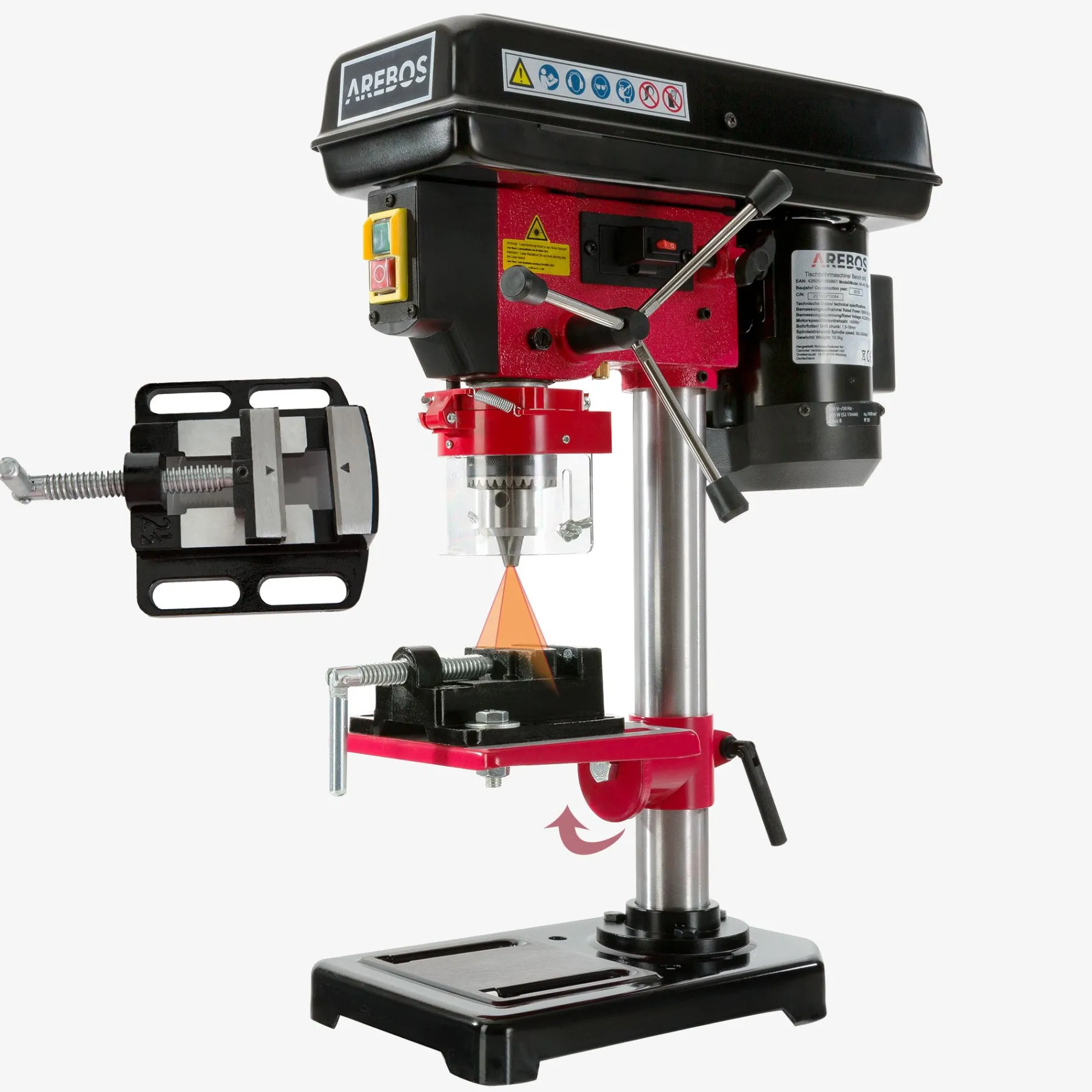 Tischbohrmaschine mit Laser 13 mm 500W