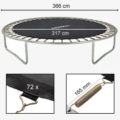 Trampolin Sprungmatte 366 cm 72 Ösen 165 mm