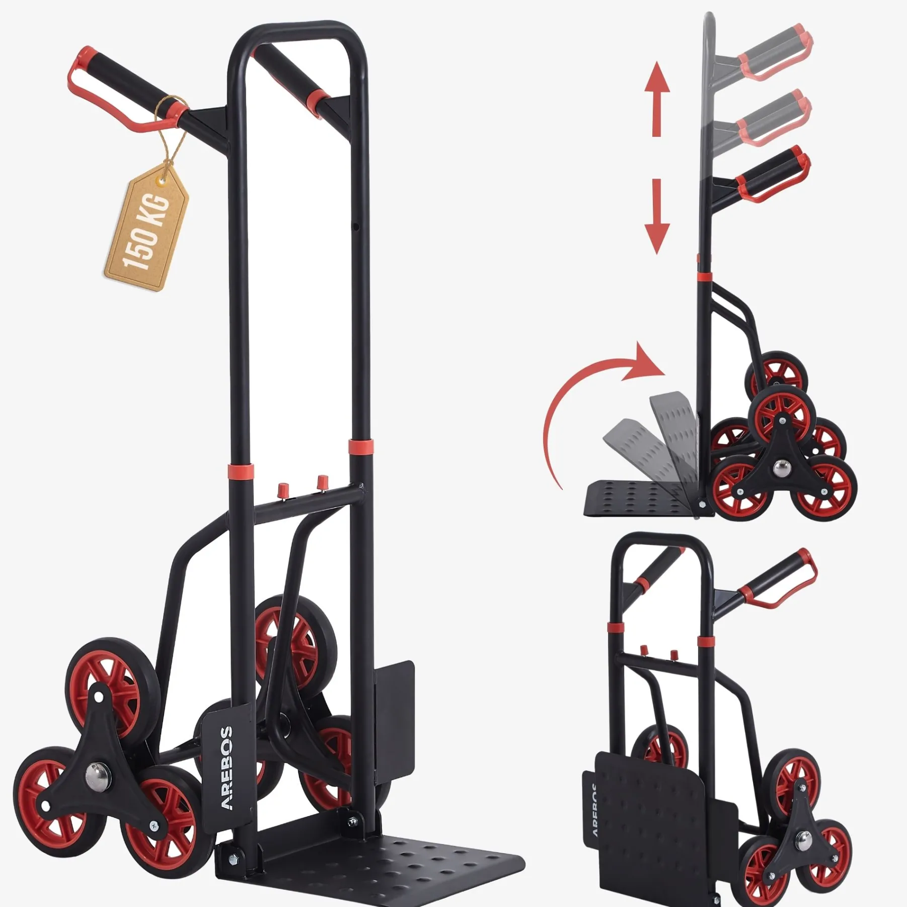 Treppensackkarre 150 kg Schwarz